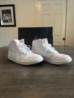 Air Jordan One Mid-Triple White. Size 10