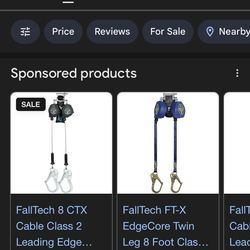 8' FT-X® Cable Class 2 Leading Edge Personal SRL-P, Twin-leg with Steel Mini Rebar Hooks with SpeedLink™