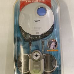 Coby CX-CD1234 Personal CD Player W/ FM/AM Radio & Mini Speaker System 2004 NEW!