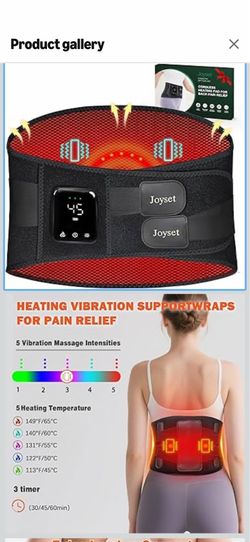 Joyset Cordless Heating Pad for Back Pain Relief,47-60" Lower Back Massager with 5 Heat 5 Vibration,Portable Wearable Heating Pad for Cramps,Birthday 