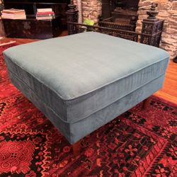 Teal Velvet Ottoman