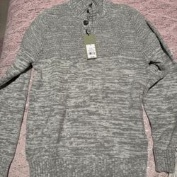 Nwt Mens Small Good fellow Grey 1/4 Button Up Sweater 