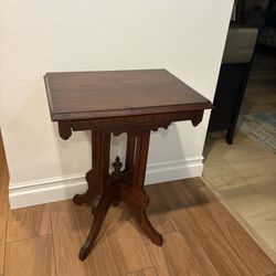 Antique Victorian Eastlake Brown Rectangular Parlor Table / Side Table