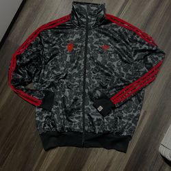 BAPE x adidas All Over Print SSTR Track Top Black SS25 Size Large