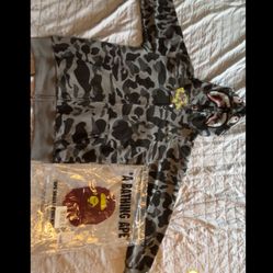 bape hoodie black and gray camo size large 