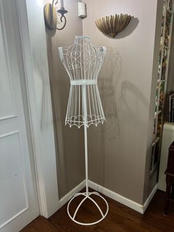 White metal standing bust form display mannequin bridal shower decor