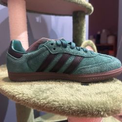 Adidas Samba Green Suede Low-Top Sneakers