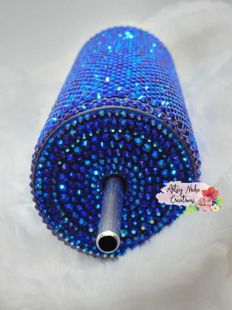 20  oz Jet Blue AB Rhinestone Tumbler Bling Tumbler