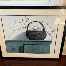 Large painting in wood frame