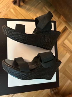 Black Wedge Sandals