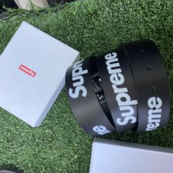 Supreme Leather Repeat Belt Black Sz.L/XL