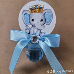 King Elephant Baby Shower Pacifiers Guest Favor Necklaces 