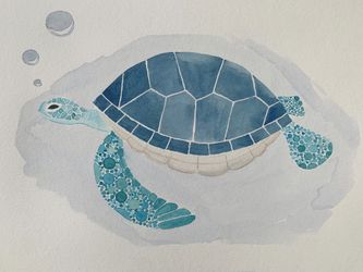 Sea turtle watercolor painting
