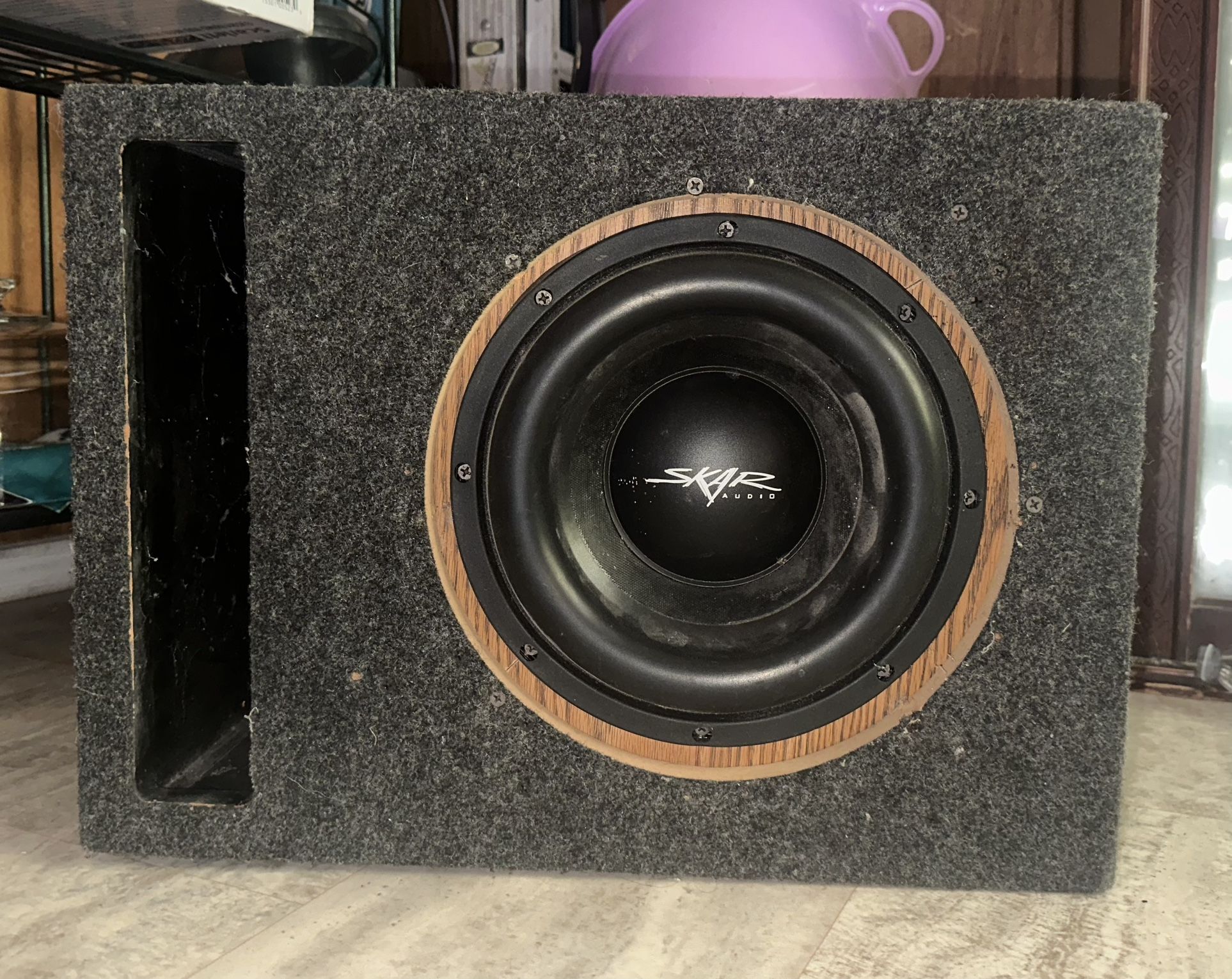 Skar Audio 8in Subwoofer In Custom Box And Crossfire 400watt 2 Chanel Amplifier 