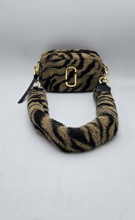Marc Jacobs Snapshot Crossbody Bag in Faux Fur Tiger Print 