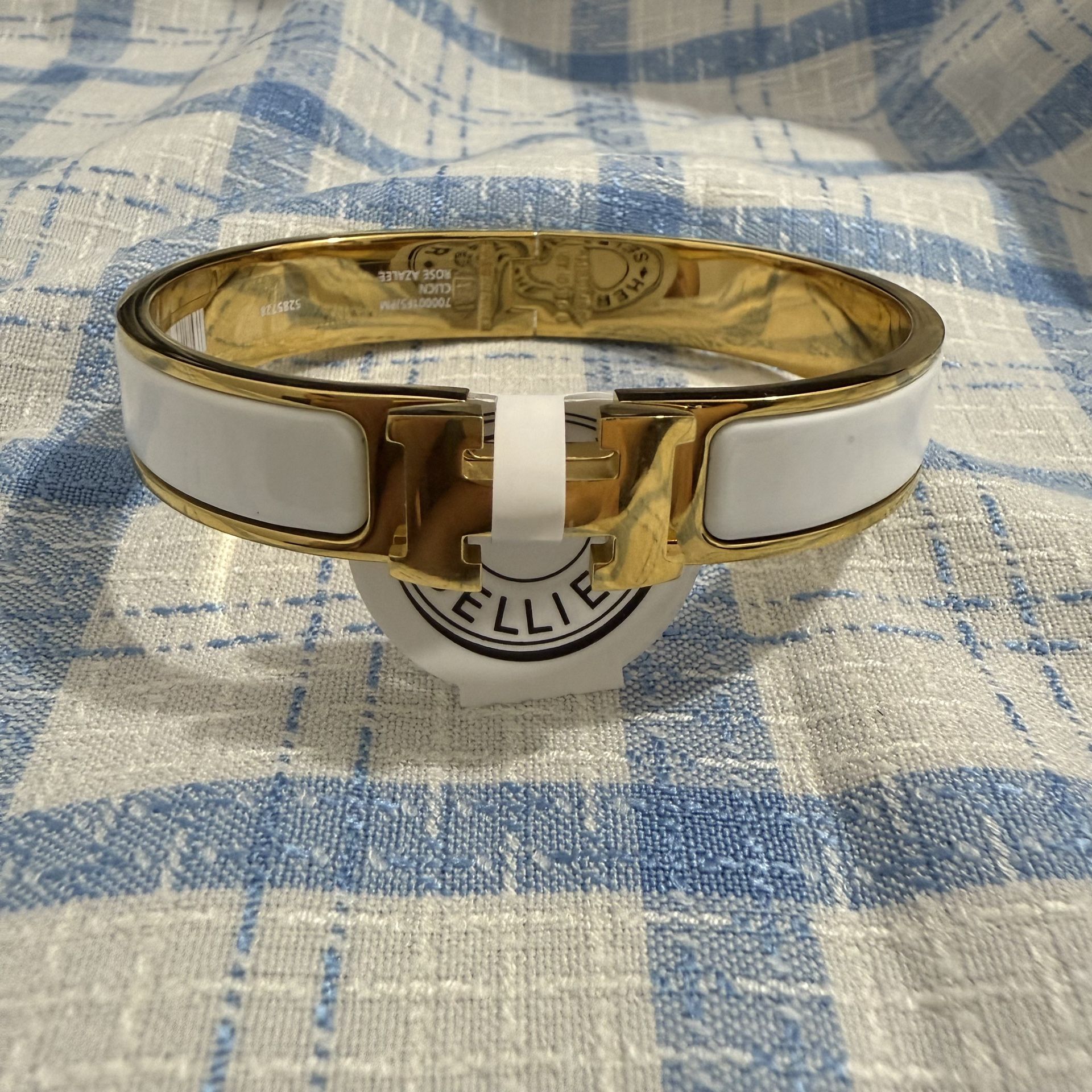 Hermes Click-Clack H Bangle White Gold