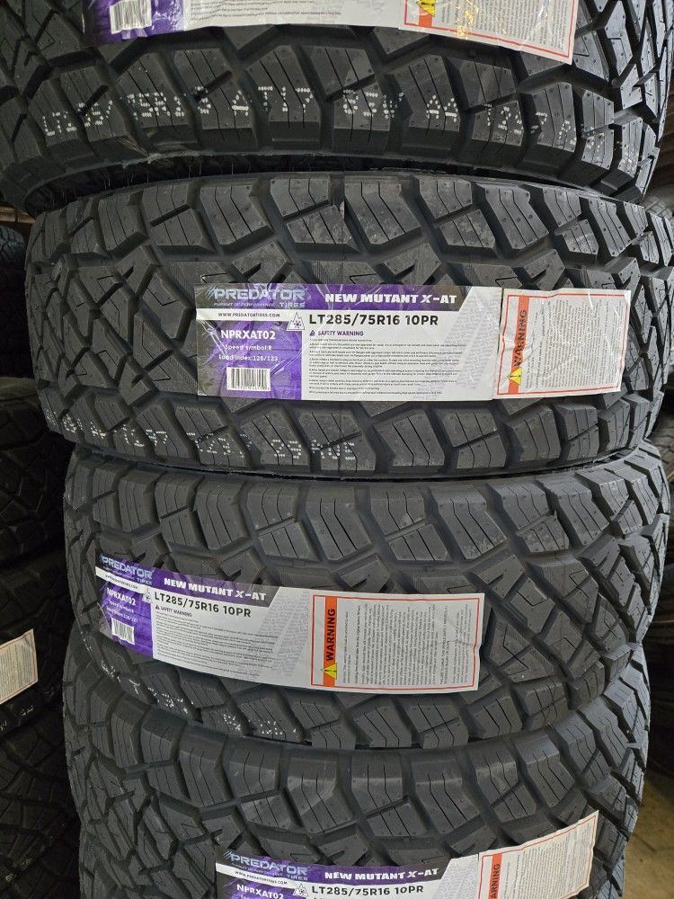 (4) 285/75r16 Predator A/T Tires 285 75 16 Inch AT 10-ply LT E Rated