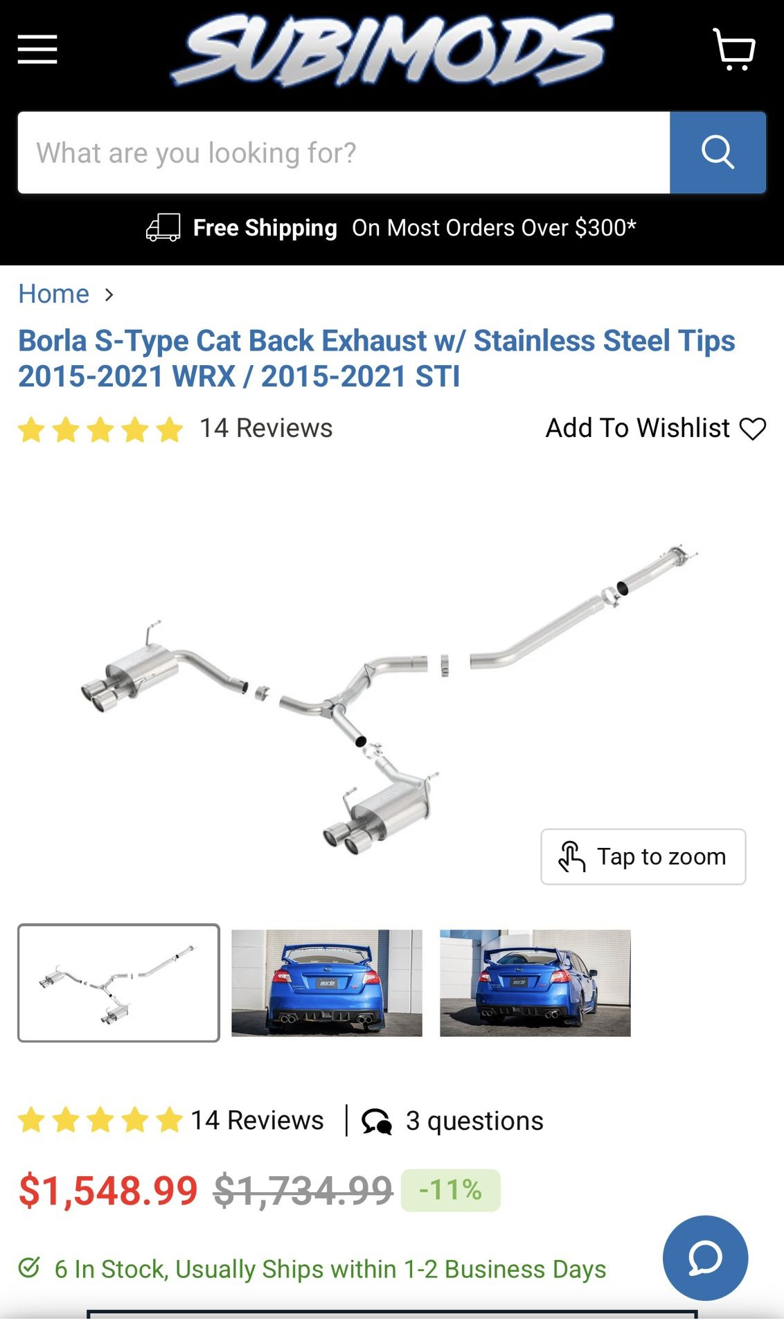 Borla S-Type Exhaust 15/22 WRX/STI
