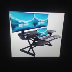 New Rocelco 46" Adjustable Desk Converter Sit Or Stand Tabletop Computer Workstation 