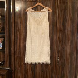 Bebe Large White Fringe Dress
