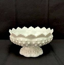 Vintage Fenton white milk glass hobnail centerpiece candle bowl up to 6 candles