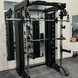 Smith Machine, Pulley System, Power Rack, Rubber Weights, Dumbbells 