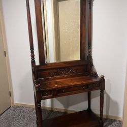 Brown mirror and storage