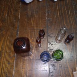 Vintage glass Jars  and pill bottles 