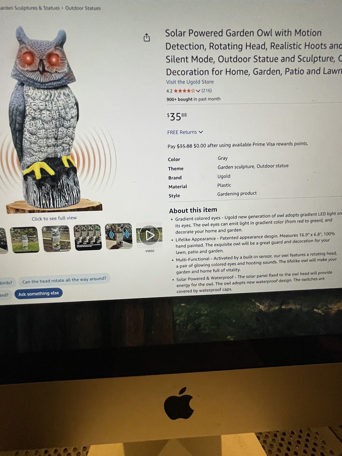 New! Solar Powered Garden Owl