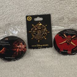 Tokyo Disney Pirates of the Caribbean pin and Buttons