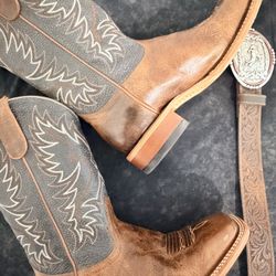 Cody James Boots + Cody James Men's Bronc Buckle Tooled Leather Belt