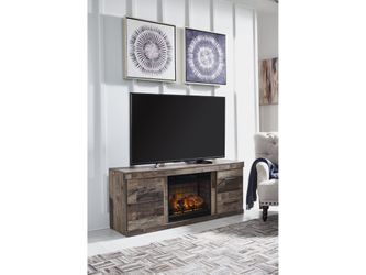 Derekson Multi Gray TV Stand with Electric Fireplace