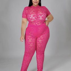 Lace Pink Two Piece 
