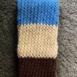 Brown/white/Light Blue Handmade Ear Warmer