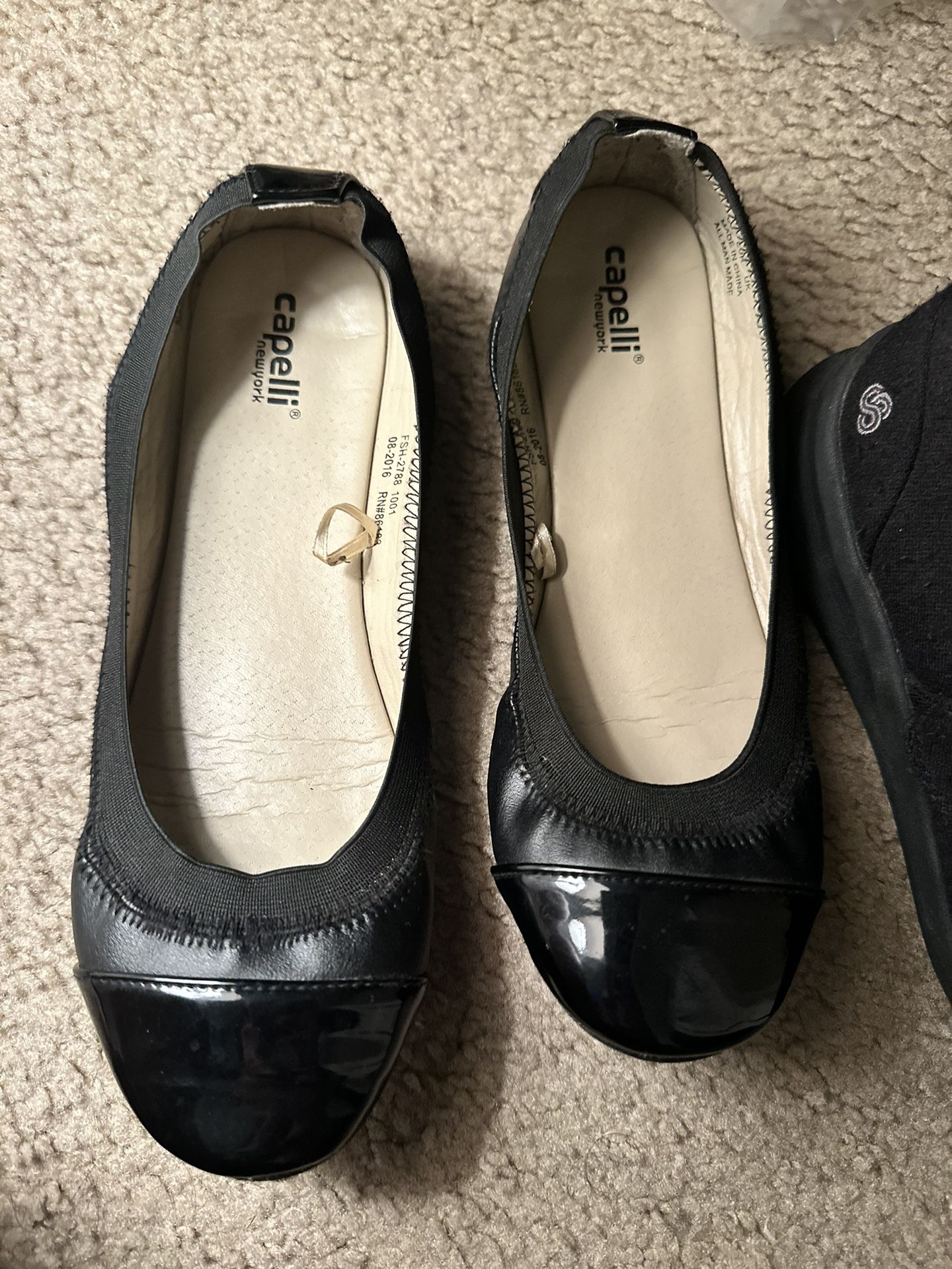 2 Pairs Of Black Flat Shoes Size 6