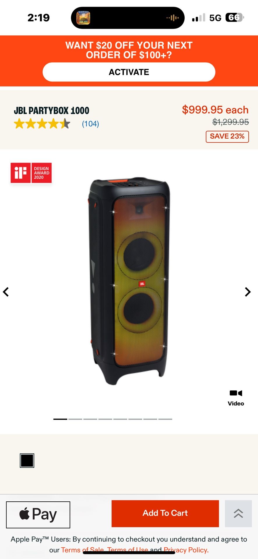 JBL PARTYBOX 1000 Like New