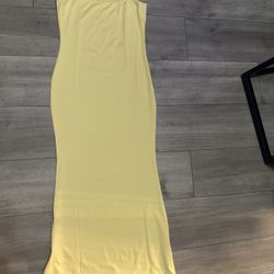 Beautiful Brand New Yellow Spaghetti Strap Long Fitting Pencil Dress. 