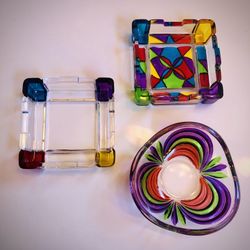 3  Crystal  Murano Trinket Dishes  / $12 Each