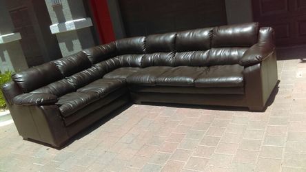 New Expresso Leather Sectional free delivery