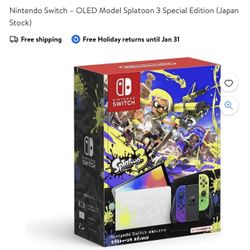 Nintendo Switch OLED Splatoon Version W Case, And MK11 Game
