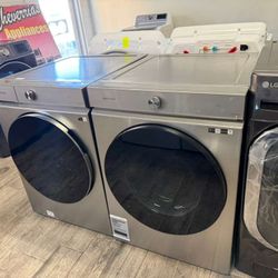 Samsung bespoke stainless steel frontload washer and dryer set electric