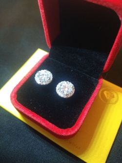 Halo Moissanite Earrings silver 2.0CT Brand new