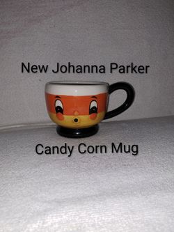 New Unused Johanna Parker Halloween Candy Corn Mug