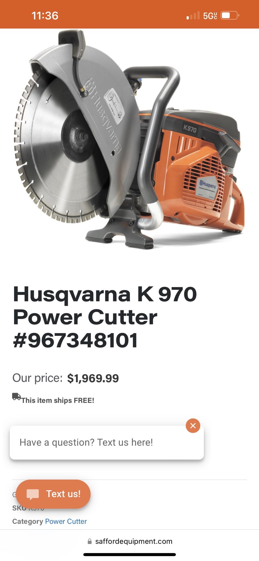 Husqvarna K970 Power cutter 