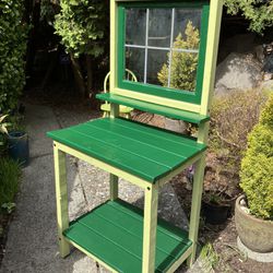 Custom Potting Table With Antique Window 