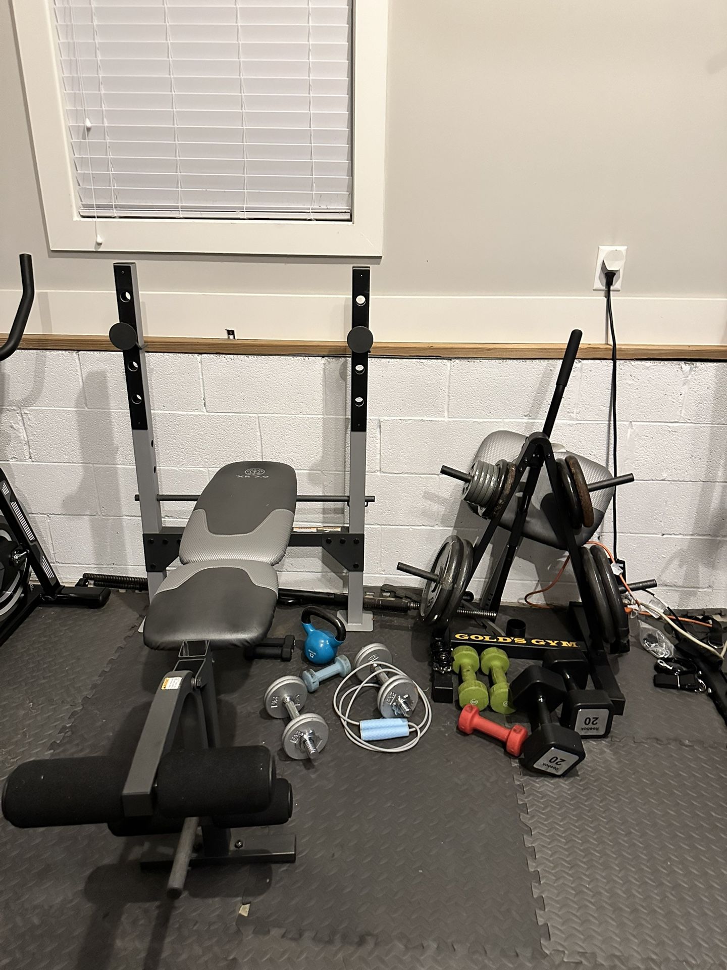 Gold Gym XR 7.9 Bench, Bar, and Weights With Stand