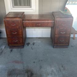 Antique Vanity With Broken Mirror.
