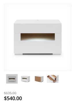 $100 each Modern  light gray Nightstand with Open Shelf and Drawer with led light