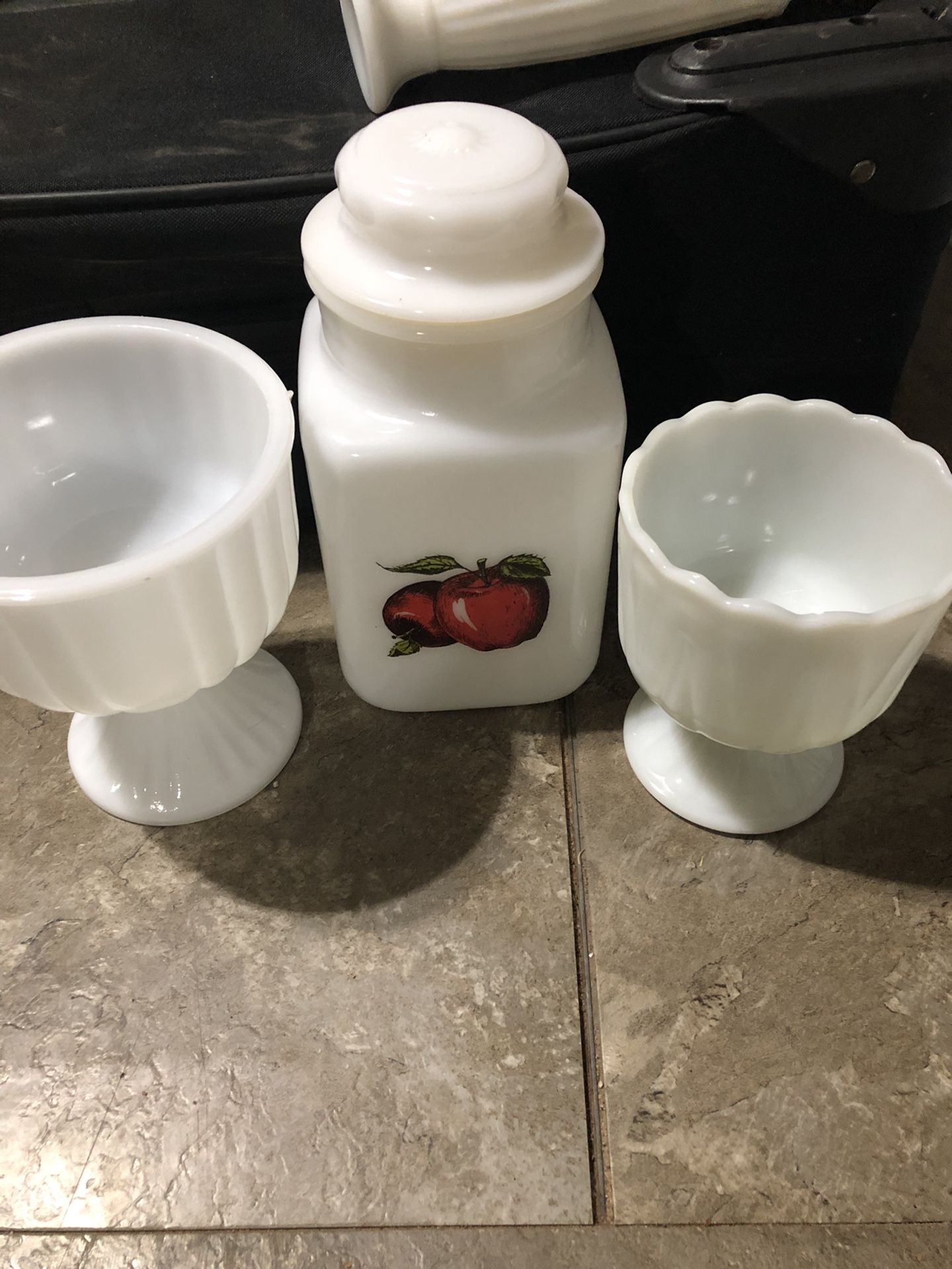 3 Pieces Milk Glass