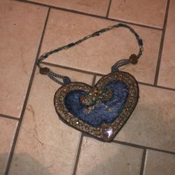 Mary Frances heart-shaped fully beaded handbag